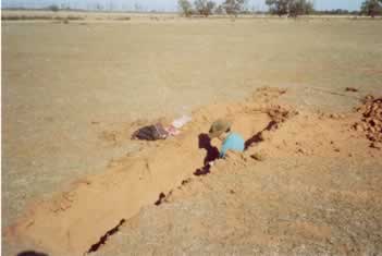 Inspecting and describing soil profile features.