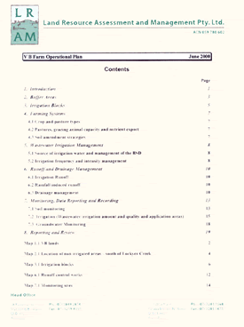 Farm Operational Plan Contents